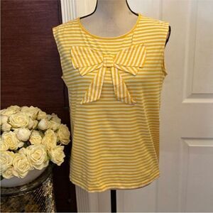 See by Chloe Yellow Striped Sleeveless Top with Bow, US8